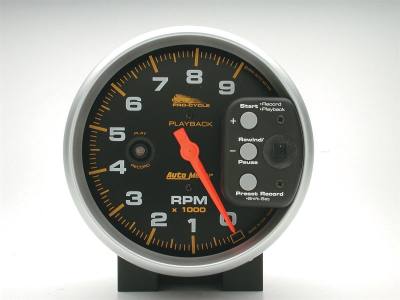 Load image into Gallery viewer, Autometer Pro-Cycle Gauge Tach 5in 9K Rpm Pedestal W/ Rpm Playback Black
