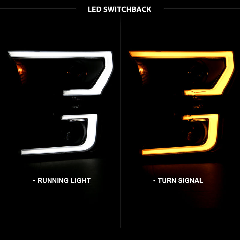 Load image into Gallery viewer, ANZO 2015-2017 Ford F-150 Projector Headlights w/ Plank Style Switchback Black w/ Amber
