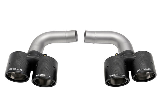 SOUL 05-08 Porsche 997.1 Carrera Muffler Bypass Pipes - Carbon Fiber Tips