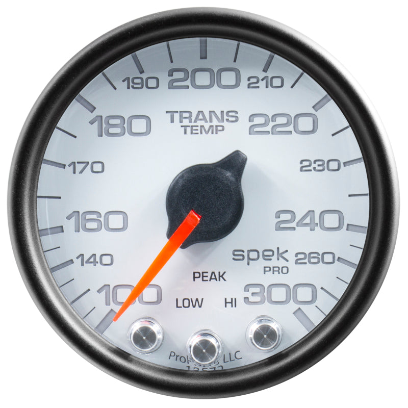 Load image into Gallery viewer, Autometer Spek-Pro Gauge Trans Temp 2 1/16in 300f Stepper Motor W/Peak &amp; Warn Wht/Blk
