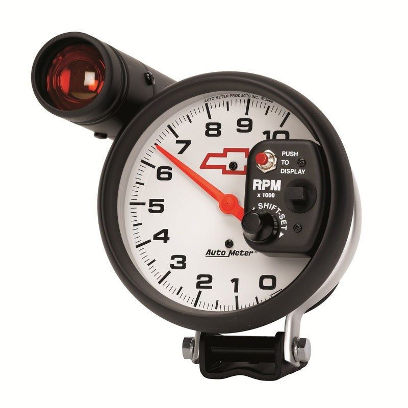 Load image into Gallery viewer, AutoMeter 5in (127mm) Pedestal Tachometer, 0-10,000 RPM, Chevy Red Bowtie
