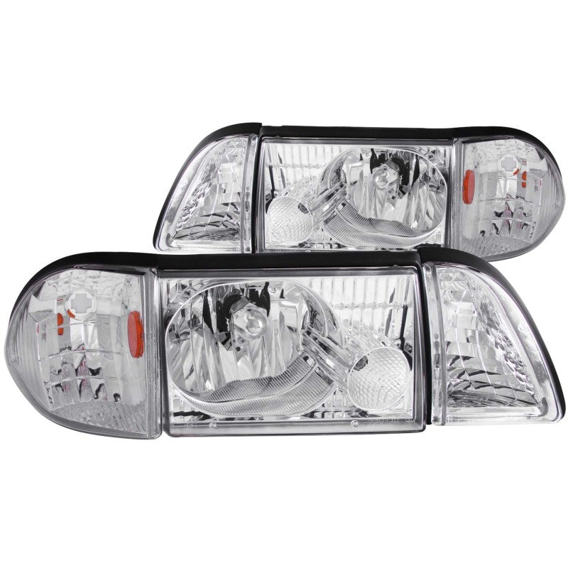 Load image into Gallery viewer, ANZO 1987-1993 Ford Mustang Crystal Headlights Chrome w/ Corner Lights 2pc
