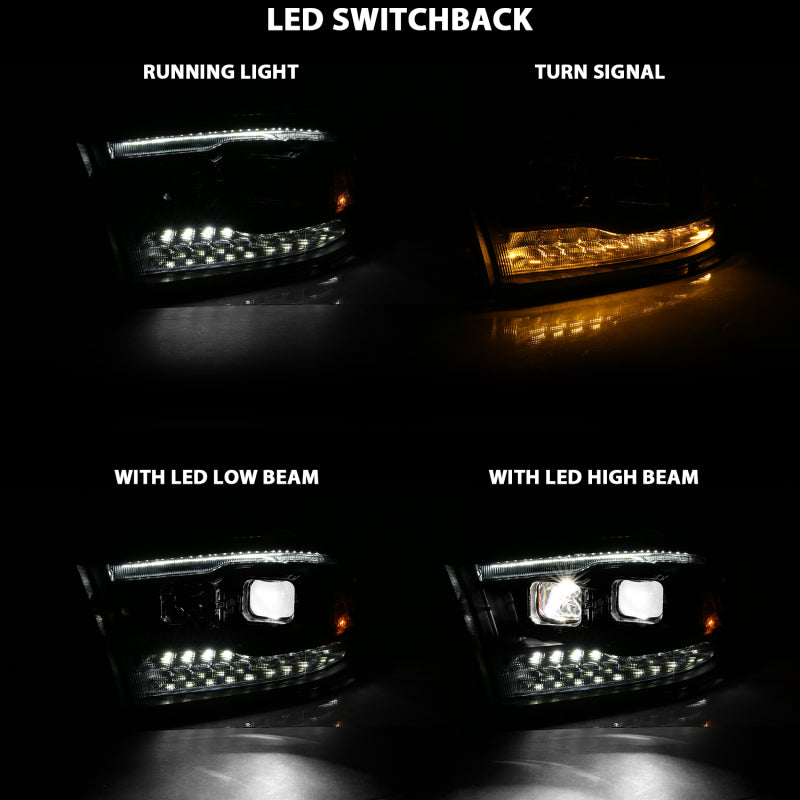 Load image into Gallery viewer, ANZO 2009-2018 Dodge Ram 1500 Led Projector Plank Style Switchback H.L Halo Black Amber (OE Style)
