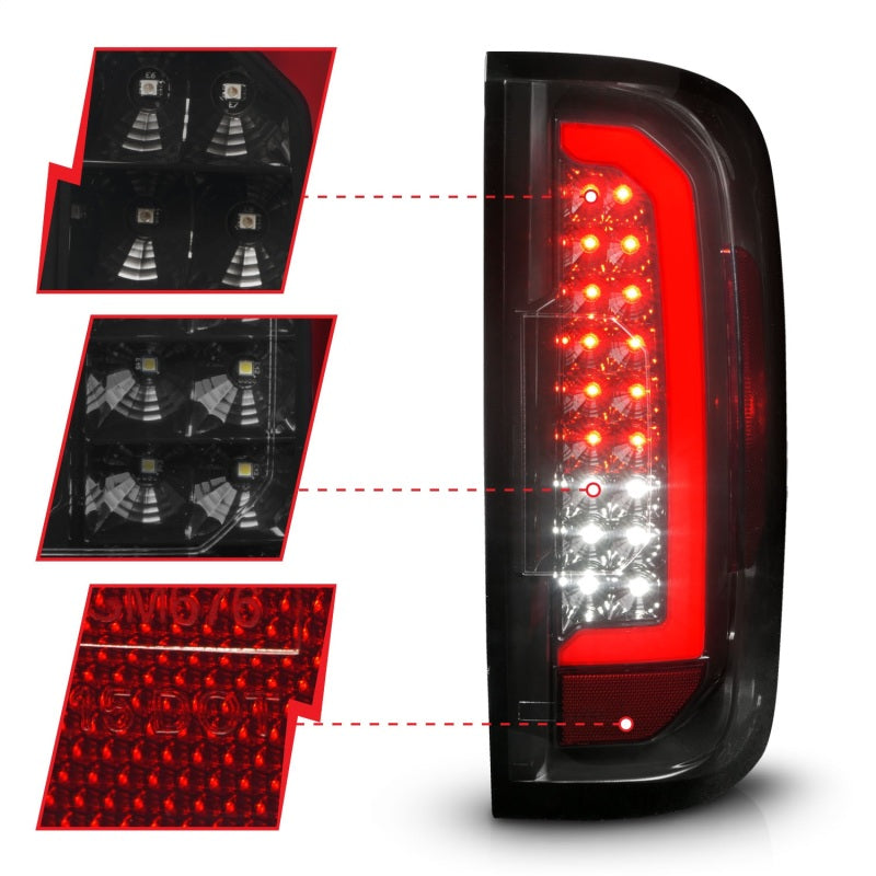 Load image into Gallery viewer, ANZO 15-21 Chevrolet Colorado Full LED Tail Lights w/ Red Lightbar Black Housing Smoke Lens
