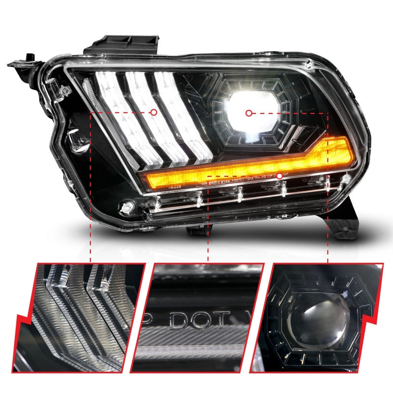 Load image into Gallery viewer, ANZO 10-14 Ford Mustang LED Projector Headlights w/Sequential Light Tube (NON HID Compatible)
