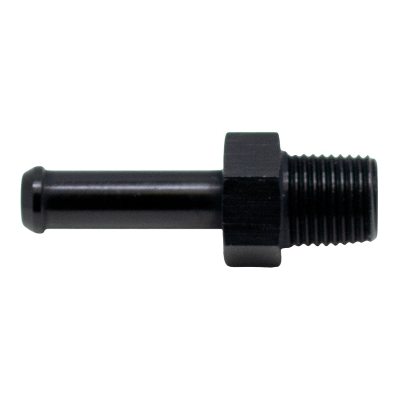 Load image into Gallery viewer, DeatschWerks 1/8in NPT Male Thread 1/4in Hose Barb - Anodized Matte Black
