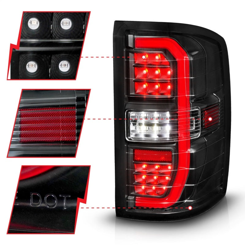 Load image into Gallery viewer, ANZO 14-18 GMC Sierra 1500 Full LED Taillights Black Housing Clear Lens (w/C Light Bars)
