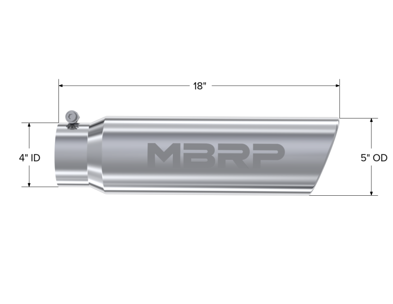 Load image into Gallery viewer, MBRP Universal 5in OD Angled Rolled End 4in Inlet 18in Lgth T304 Exhaust Tip
