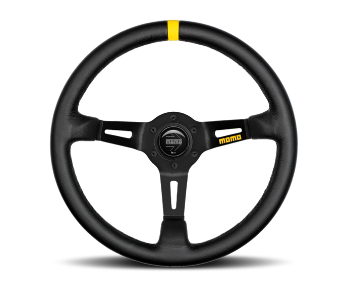 Momo MOD08 Steering Wheel 350 mm -  Black Leather/Black Spokes/1 Stripe