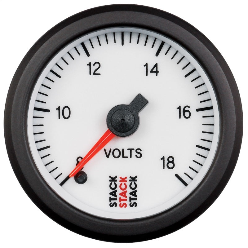 Load image into Gallery viewer, Autometer Stack 52mm 8-18V Pro Stepper Motor Battery Voltage Gauge - White

