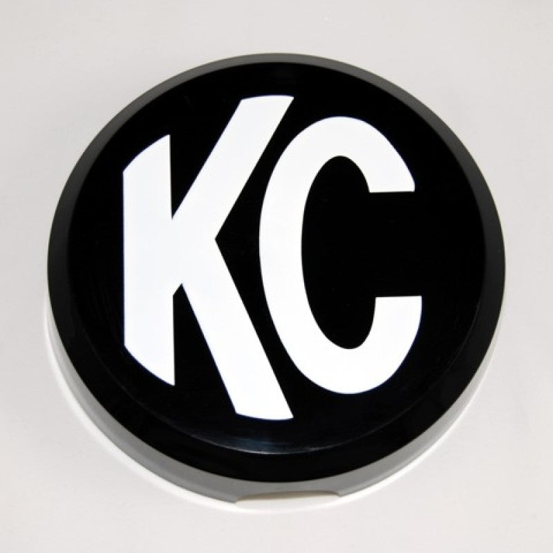 Load image into Gallery viewer, KC HiLiTES 6in. Round Hard Cover for Daylighter/SlimLite/Pro-Sport (Single) - Black w/White KC Logo
