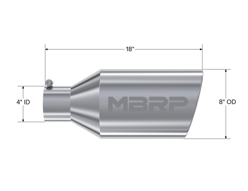 Load image into Gallery viewer, MBRP Universal Tip 8in O.D. Rolled End 4in inlet 18in length T304

