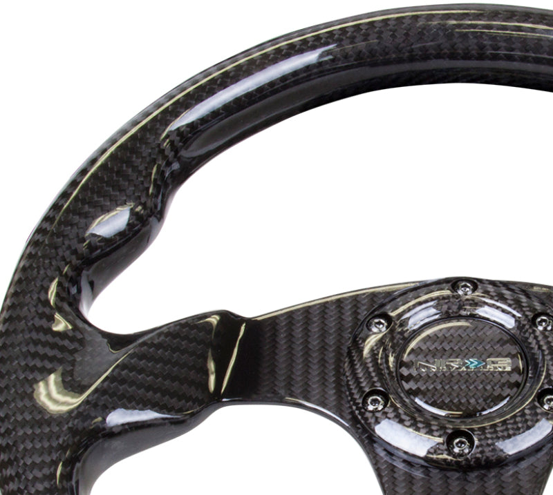 Load image into Gallery viewer, NRG Carbon Fiber Steering Wheel (320mm) Flat Bottom w/Shiny Black Carbon
