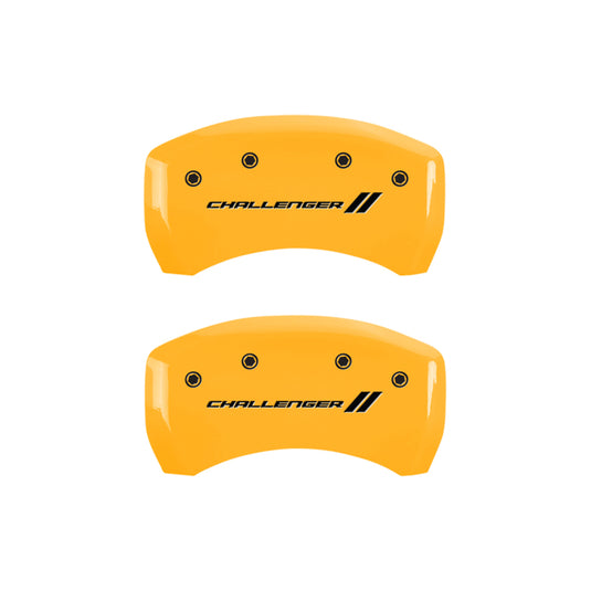 MGP 4 Caliper Covers Engraved Front & Rear With stripes/Challenger Yellow finish black ch