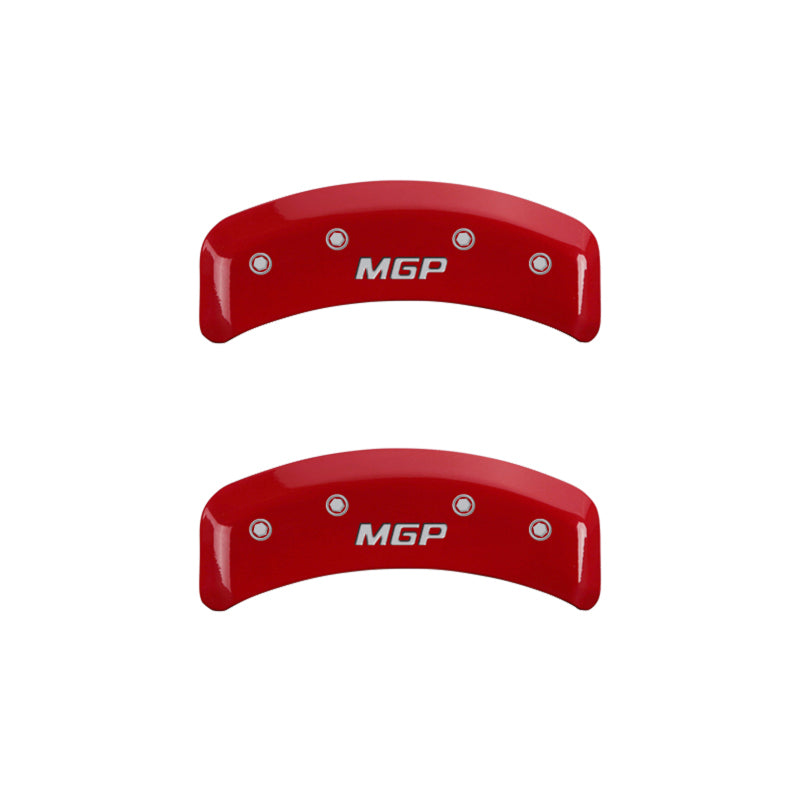 Load image into Gallery viewer, MGP 4 Caliper Covers Engraved Front &amp; Rear MGP Red finish silver ch
