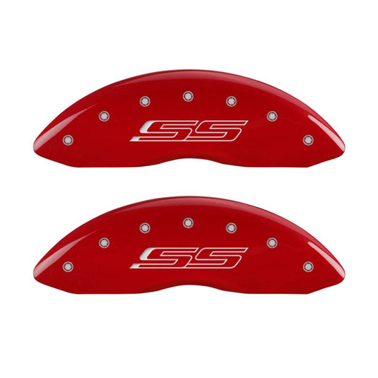 MGP 4 Caliper Covers Engraved Front & Rear Gen 5/SS Red finish silver ch