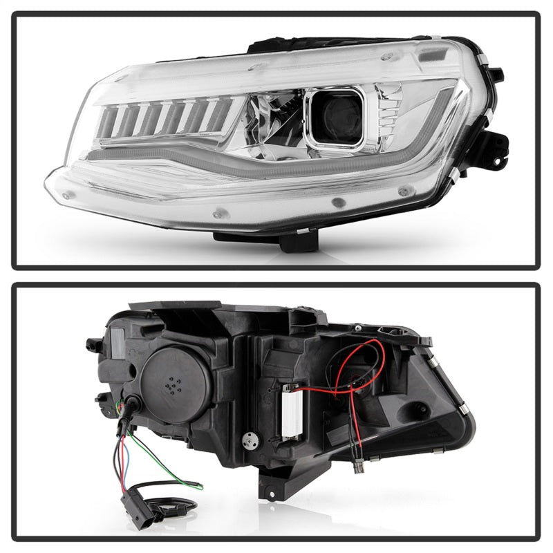 Load image into Gallery viewer, Spyder Chevy Camaro 16-18 Halogen Model Projector Headlights Chrome PRO-YD-CCAM16HALSI-SEQ-C
