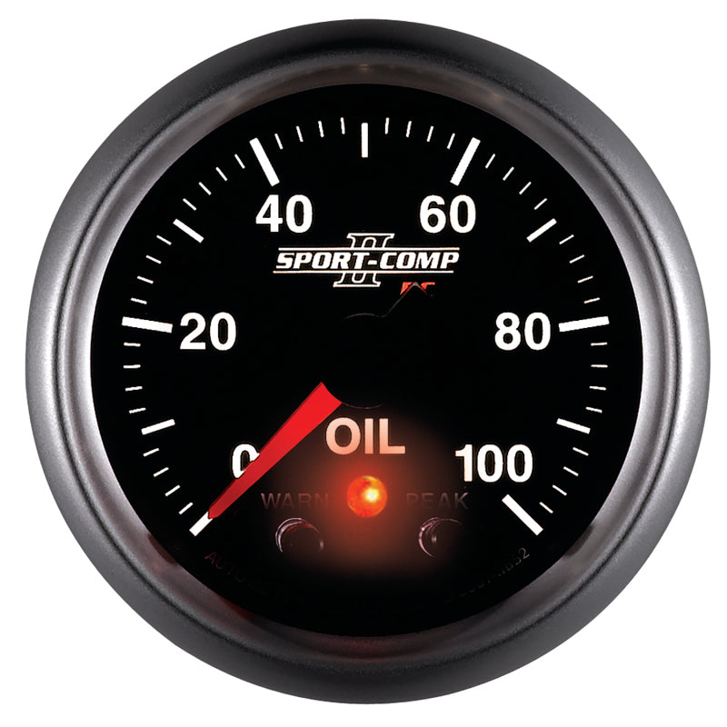 Load image into Gallery viewer, Autometer Sport-Comp II 52.4mm 0-100 PSI Oil Pressure Peak &amp; Warn w/ Electronic Control Gauge
