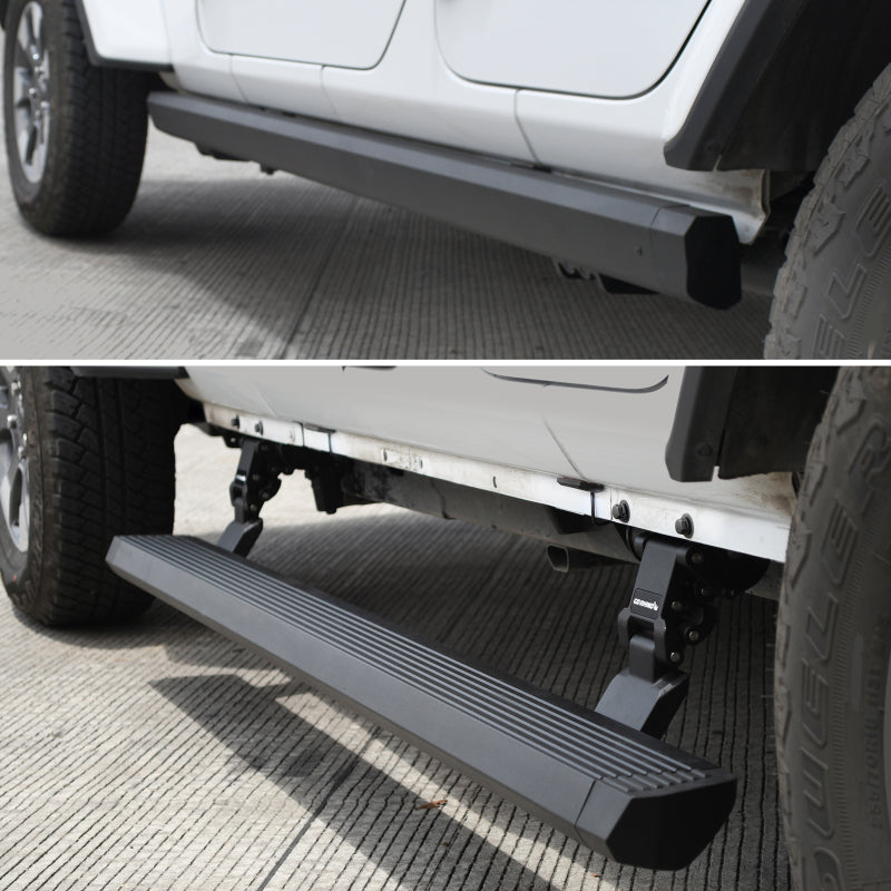 Load image into Gallery viewer, RealTruck 18-24 Jeep Wrangler 4dr VoltStep Electric Running Board Kit (Drilling Req.) - Tex. Blk
