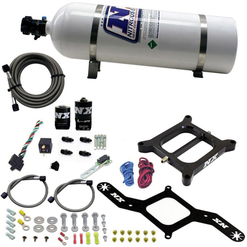 Load image into Gallery viewer, Nitrous Express 4150 RNC Conventional Nitrous Plate Kit w/.375in Solenoid w/15lb Bottle
