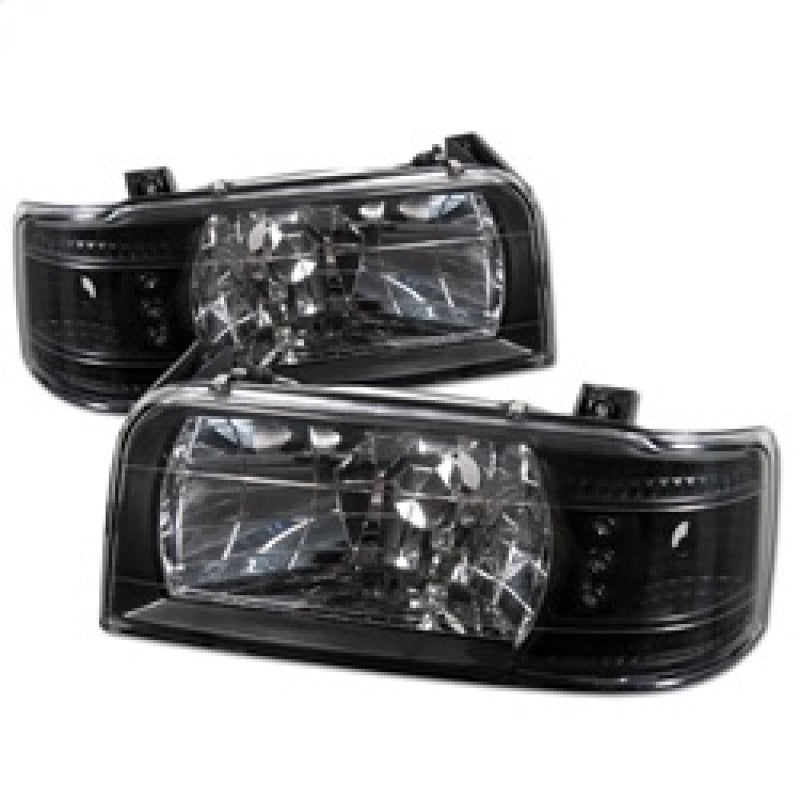 Load image into Gallery viewer, Spyder Ford F150 92-96/Ford Bronco 92-96 1PC LED ( LEDs)Crystal Headlights Blk HD-YD-FB92-1PC-BK
