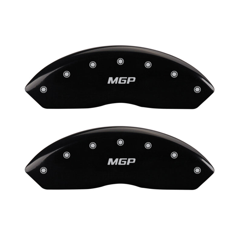 Load image into Gallery viewer, MGP 4 Caliper Covers Engraved Front &amp; Rear MGP Black finish silver ch
