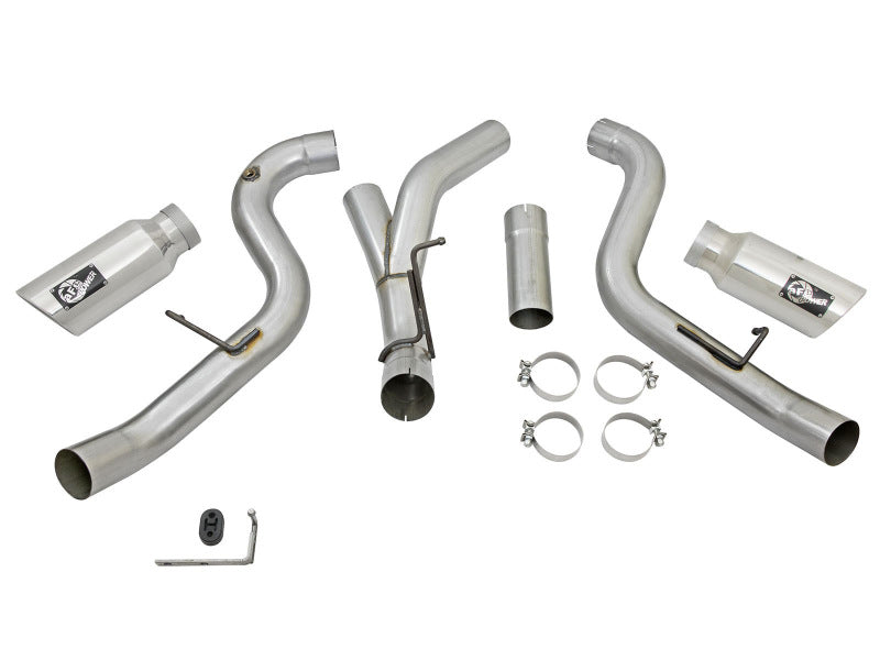 Load image into Gallery viewer, aFe LARGE Bore HD 4in Dual DPF-Back SS Exhaust w/Polished Tip 16-17 GM Diesel Truck V8-6.6L (td) LML
