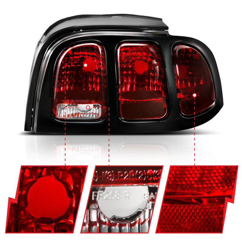 Load image into Gallery viewer, ANZO 1994-1998 Ford Mustang Taillight Dark Red Lens (OE Style)
