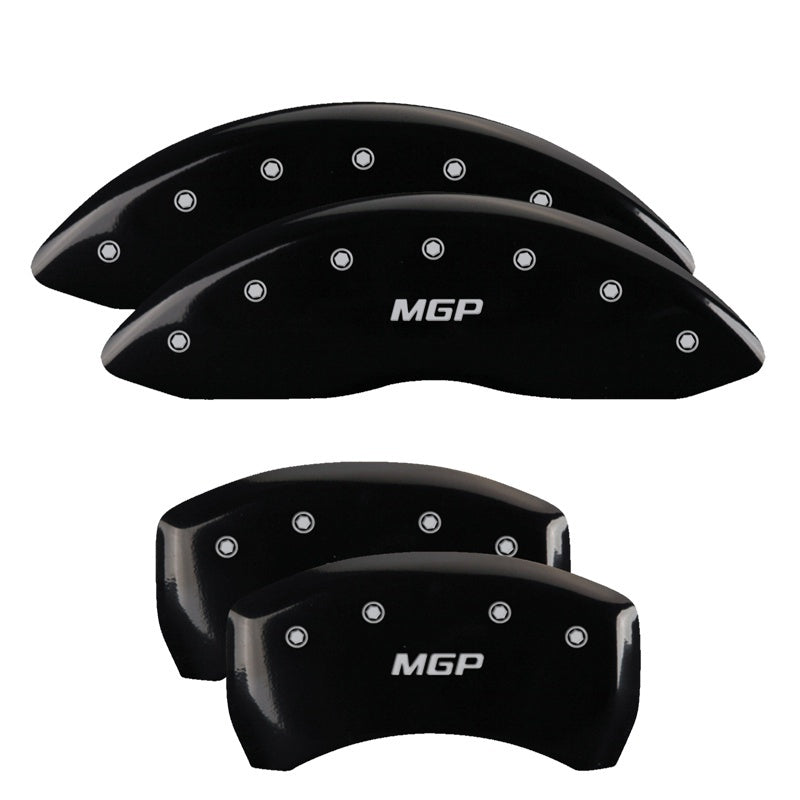 Load image into Gallery viewer, MGP 4 Caliper Covers Engraved Front &amp; Rear With stripes/Dodge Yellow finish black ch
