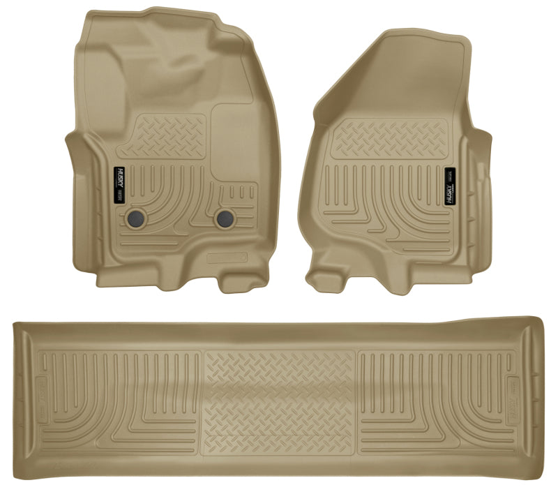 Load image into Gallery viewer, Husky Liners 2012.5 Ford SD Crew Cab WeatherBeater Combo Tan Floor Liners (w/o Manual Trans Case)
