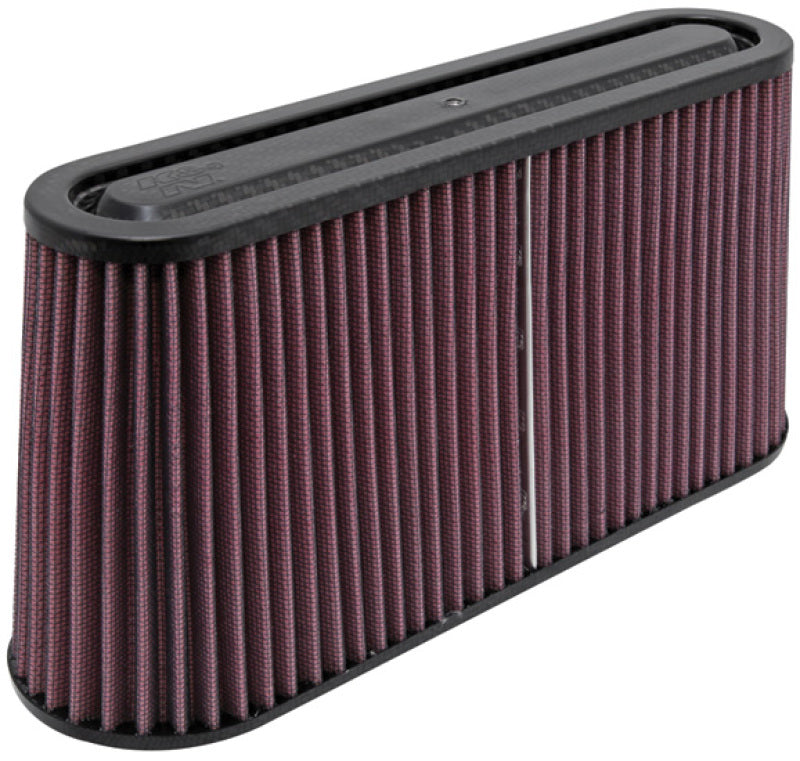 Load image into Gallery viewer, K&amp;N Filter Univ Air Filter Carbon Fiber Top/Base Oval FLG 12x3-1/2in B / 11x2-1/2in T / 5-3/4in H
