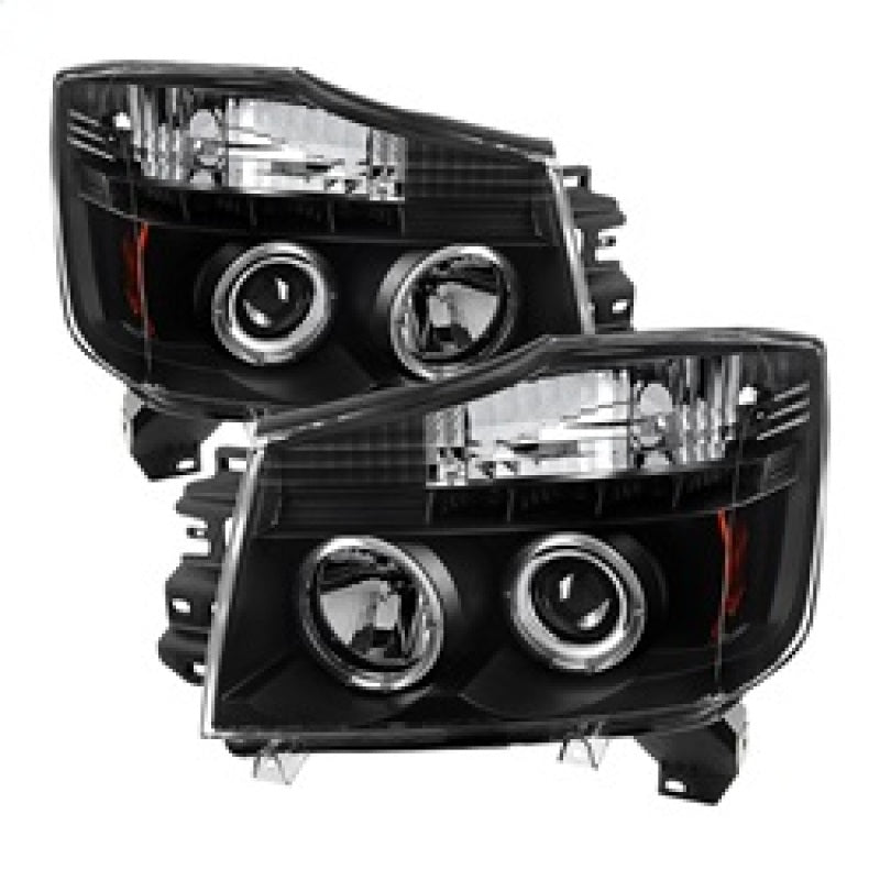 Load image into Gallery viewer, Spyder Nissan Titan 04-14/Armada 04-07 Projector Headlights LED Halo LED Blk PRO-YD-NTI04-HL-BK
