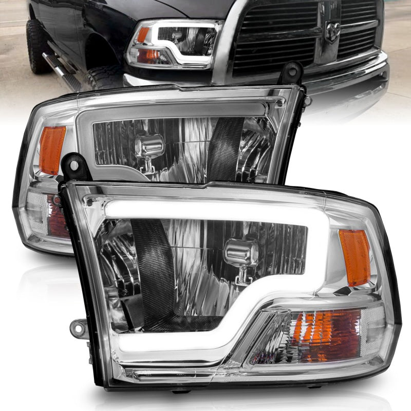 Load image into Gallery viewer, ANZO 2009-2018 Dodge Ram 1500/ 2500/ 3500 Crystal Headlights w/ Light Bar Chrome Housing
