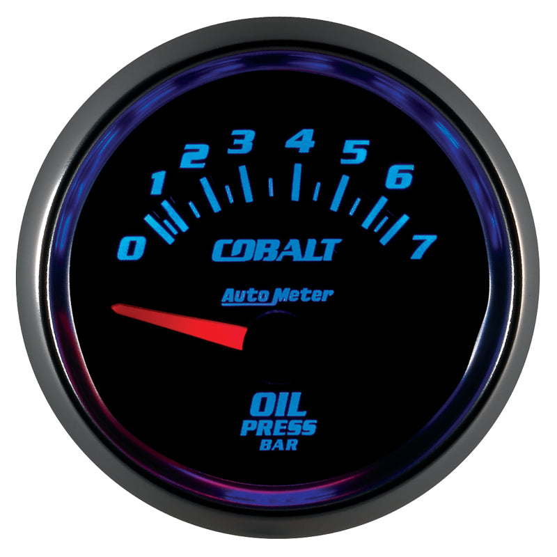 Load image into Gallery viewer, Autometer Cobalt 52mm 0-7 BAR Short Sweep Electric Oil Pressure Gauge

