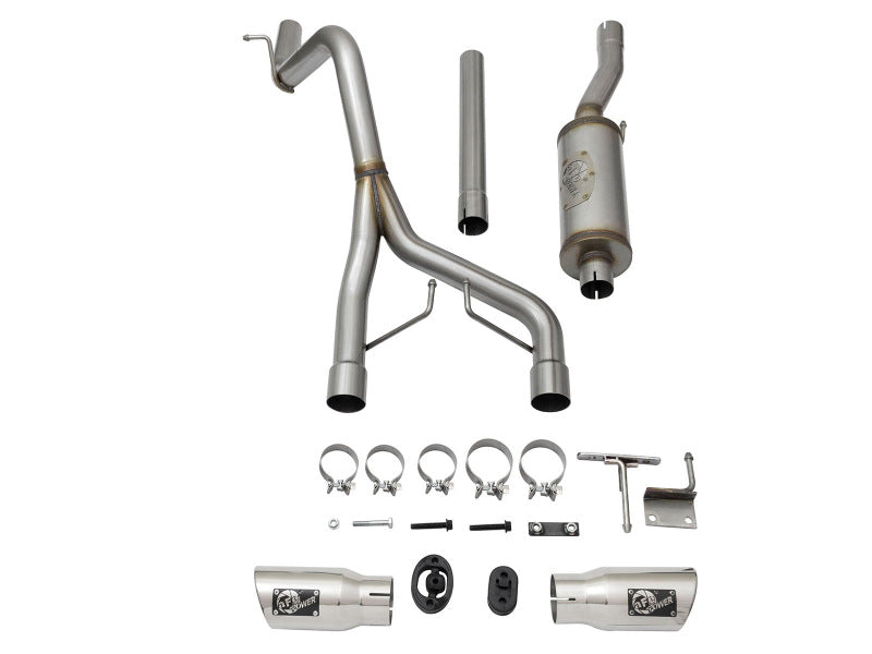 Load image into Gallery viewer, aFe Rebel Series CB 2.5in Dual Center Exit SS Exhaust w/ Polish Tip 07-15 Jeep Wrangler 3.6L/3.8L V6
