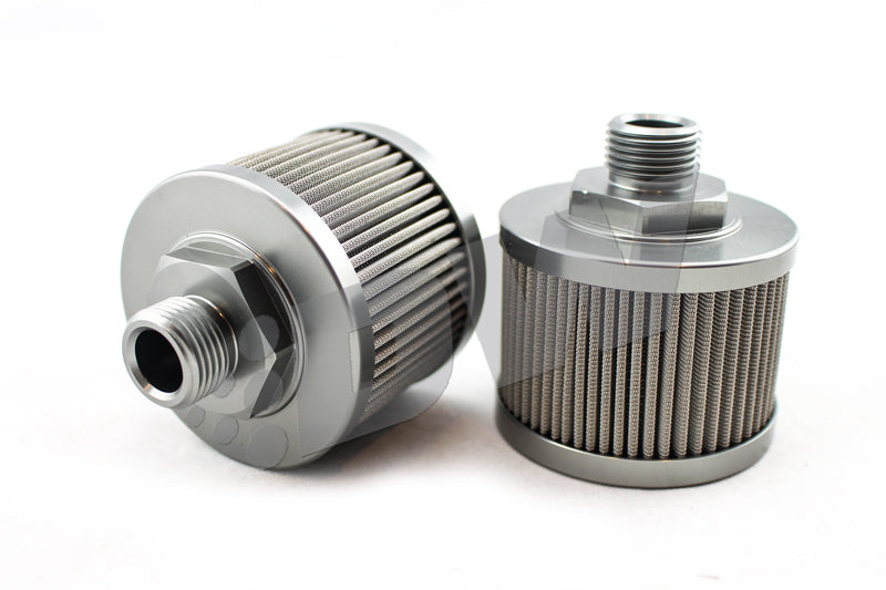 Load image into Gallery viewer, DeatschWerks Stainless Steel 8AN 100 Micron Universal Fuel Pump Pre-Filter
