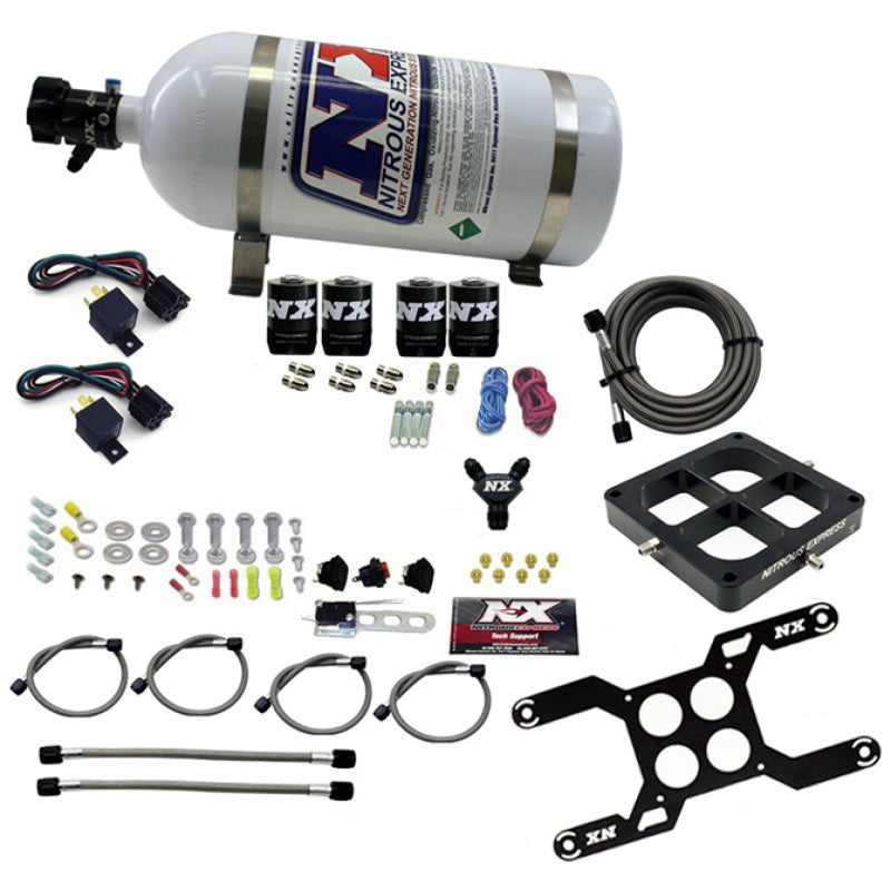 Load image into Gallery viewer, Nitrous Express Dominator Dual Stage Billet Crossbar Nitrous Kit (50-300 &amp; 100-500HP) w/10lb Bottle
