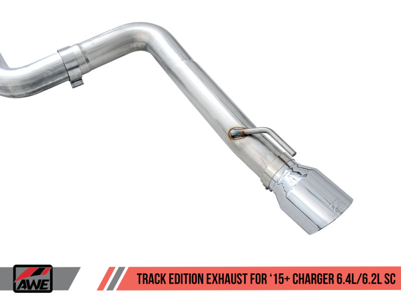 Load image into Gallery viewer, AWE Tuning 2015+ Dodge Charger 6.4L/6.2L Supercharged Track Edition Exhaust - Chrome Silver Tips
