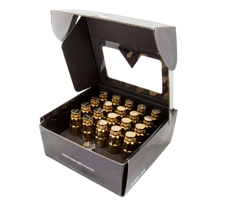 Load image into Gallery viewer, NRG 700 Series M12 X 1.25 Steel Lug Nut w/Dust Cap Cover Set 21 Pc w/Locks &amp; Socket - Chrome Gold
