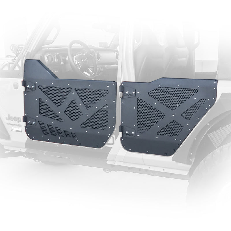 Load image into Gallery viewer, DV8 18-22 Jeep 4 Door JL/JT Aluminum Half Doors with Perforated Mesh Rear
