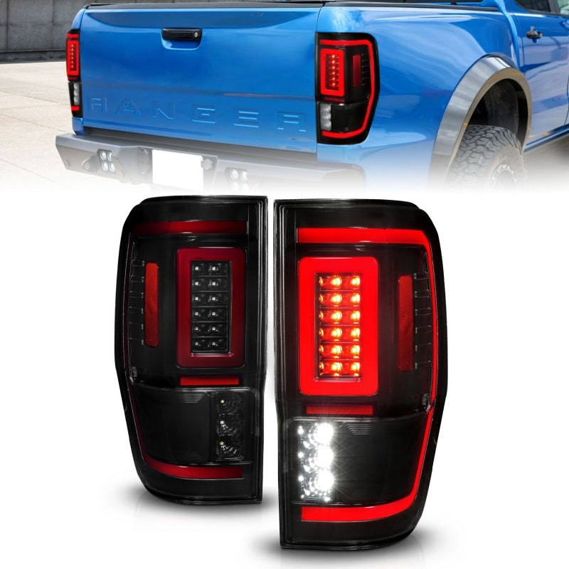 Load image into Gallery viewer, ANZO 19-22 Ford Ranger Full LED Taillights w/ Lightbar Sequential Signal Black Housing/Smoke Lens
