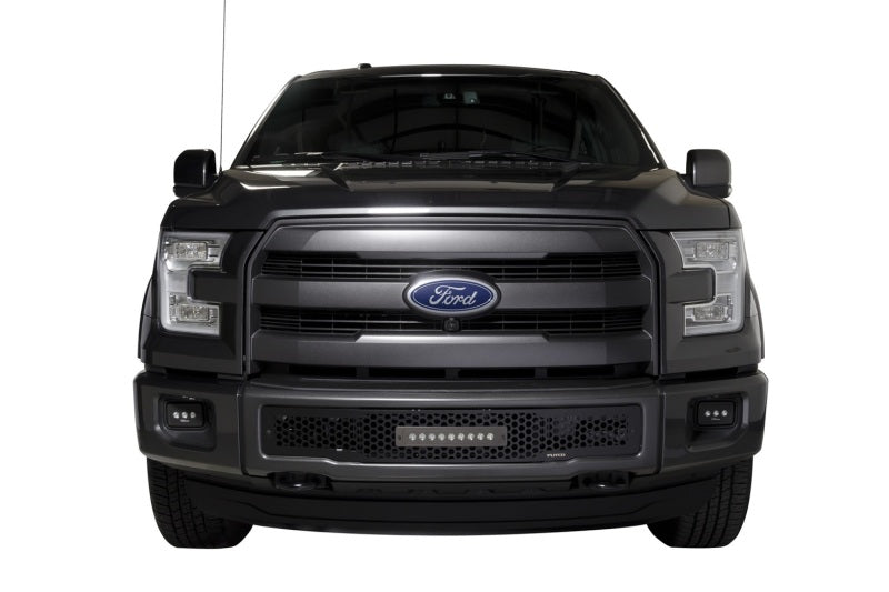 Load image into Gallery viewer, Putco 15-17 Ford F-150 - SS Black Punch Design w/ 10in Luminix Light bar Bumper Grille Inserts
