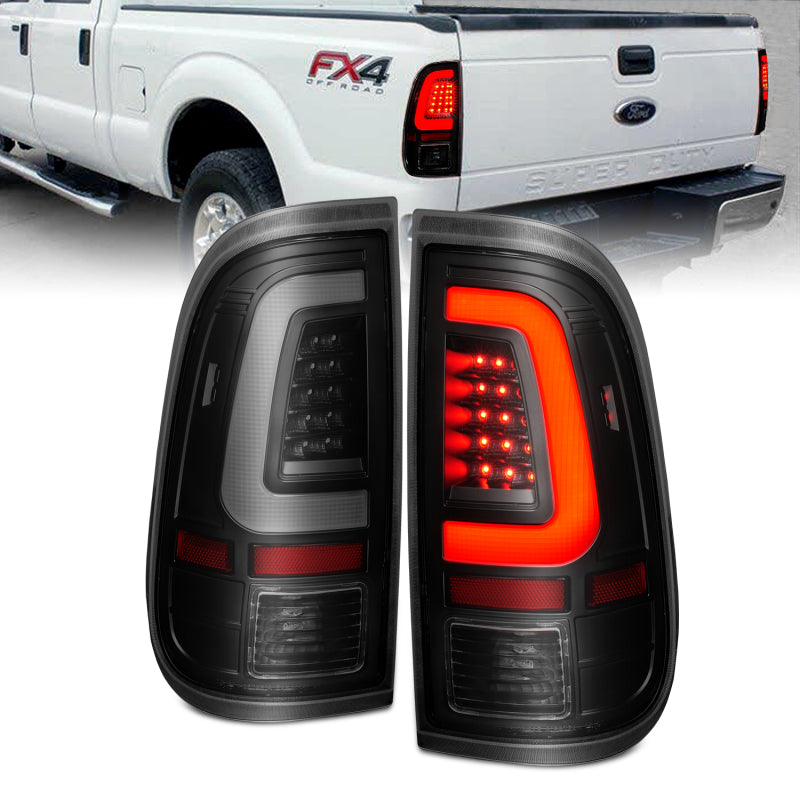 Load image into Gallery viewer, ANZO 2008-2016 Ford  F-250  LED Tail w/ Lights Bar Black Housing Smoke Lens
