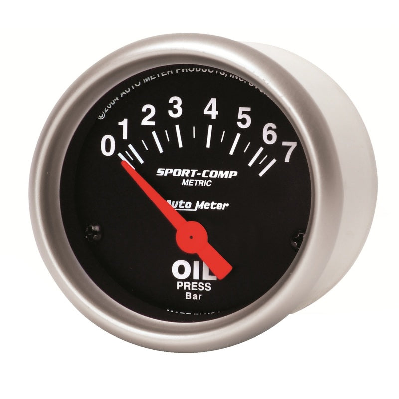 Load image into Gallery viewer, Autometer Sport-Comp 52mm 0-7 Bar Short Sweep Electronic Oil Pressure Gauge
