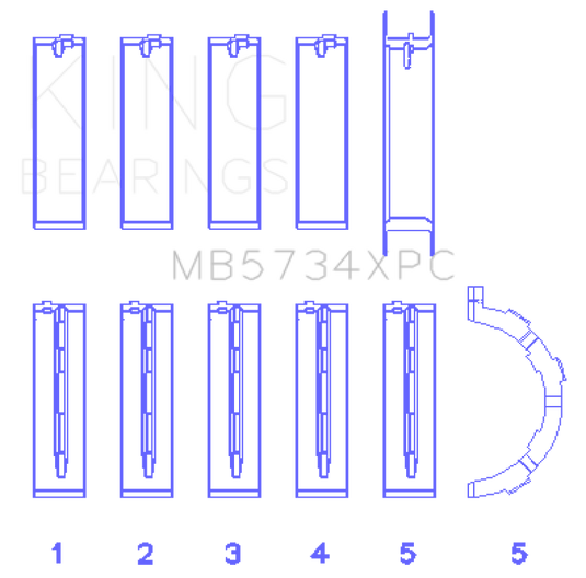 King Engine Bearings Ford 302 CID Coyote (Size STD) Performance Coated Main Bearing Set - Size STD