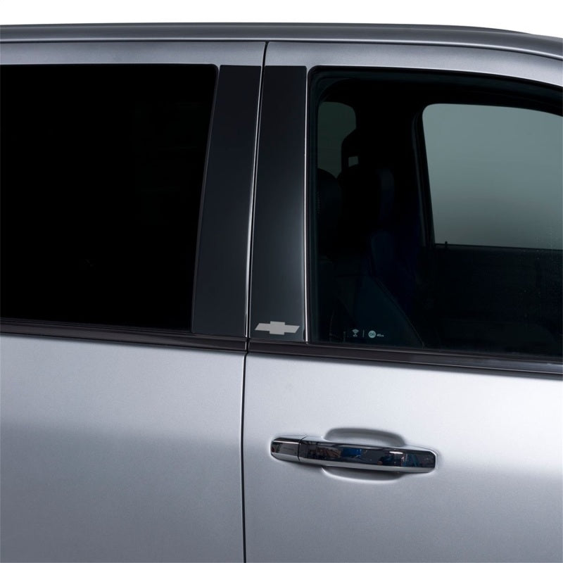 Load image into Gallery viewer, Putco 19-20 Chevy Silv Dbl/Crew Cab - Bow Tie Etching (Black Platinum) Black Platinum Pillar Posts
