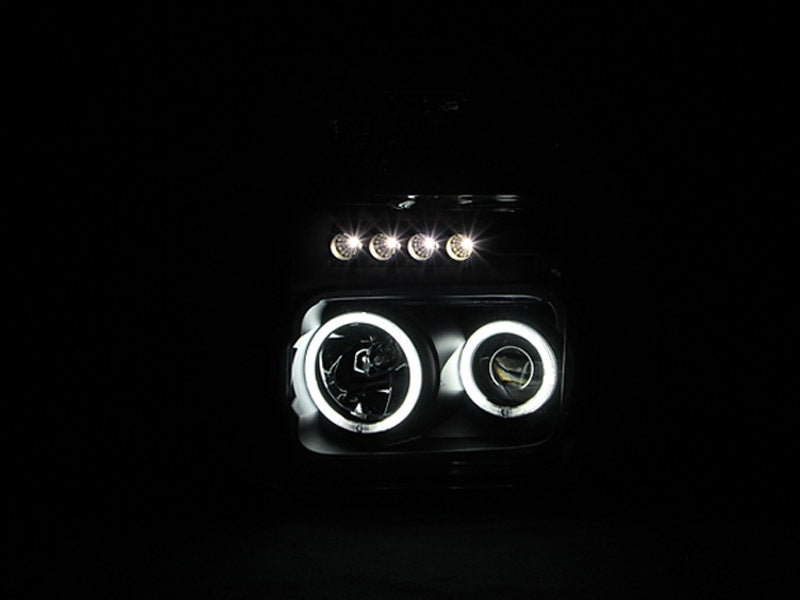 Load image into Gallery viewer, ANZO 2008-2010 Ford F-250 Projector Headlights w/ Halo Black (CCFL)
