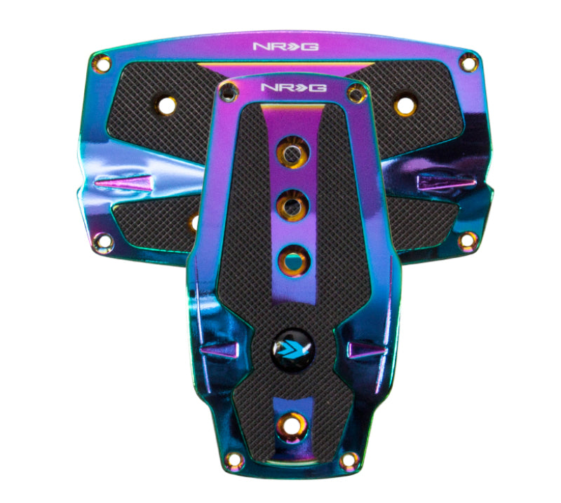 Load image into Gallery viewer, NRG Aluminum Sport Pedal A/T - Neochrome w/Black Rubber Inserts
