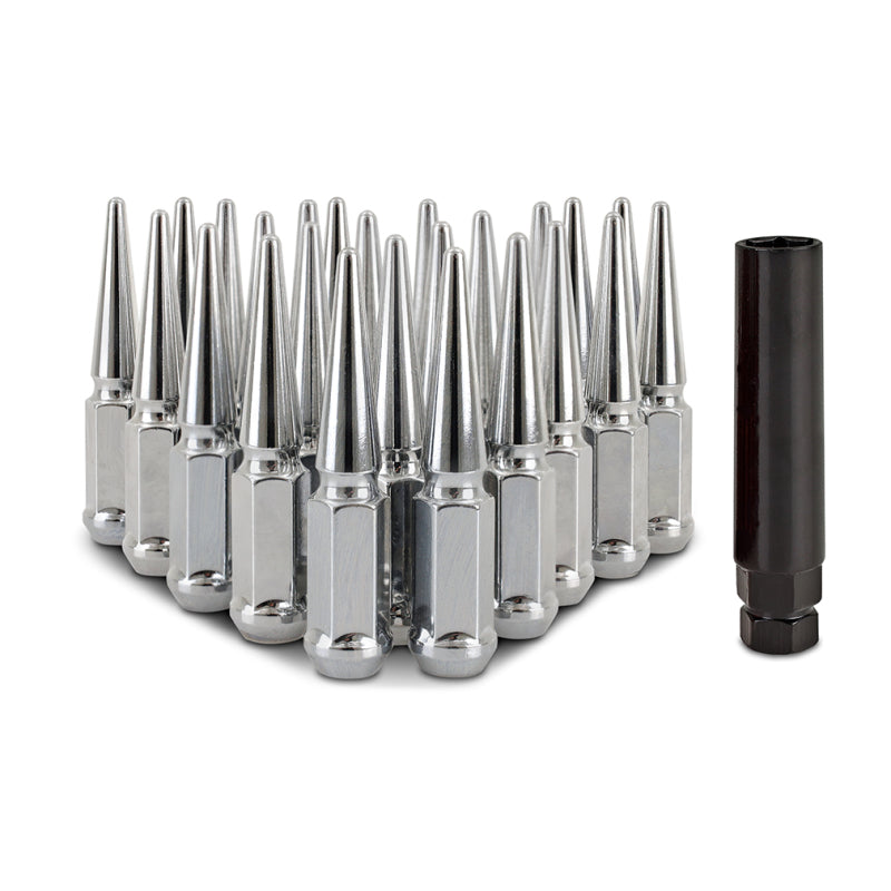 Load image into Gallery viewer, Mishimoto Mishimoto Steel Spiked Lug Nuts M14 x 1.5 24pc Set Chrome
