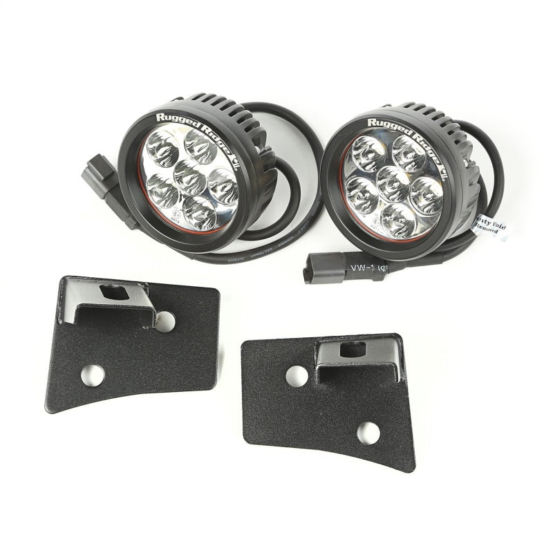 Load image into Gallery viewer, Rugged Ridge 07-18 Jeep Wrangler JK Textured Black Round Windshield LED Kit w/ Brackets
